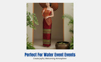 Red Dai Ethnic Women's Dress, Thai Style, Water Festival, Spa Reception, Studio Uniform