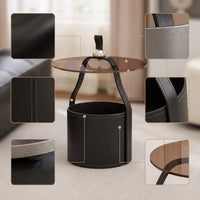 Side Table with Storage Modern Glass Top Side Table Minimalist Nightstand for Living Room, Bedroom, Reading Corner