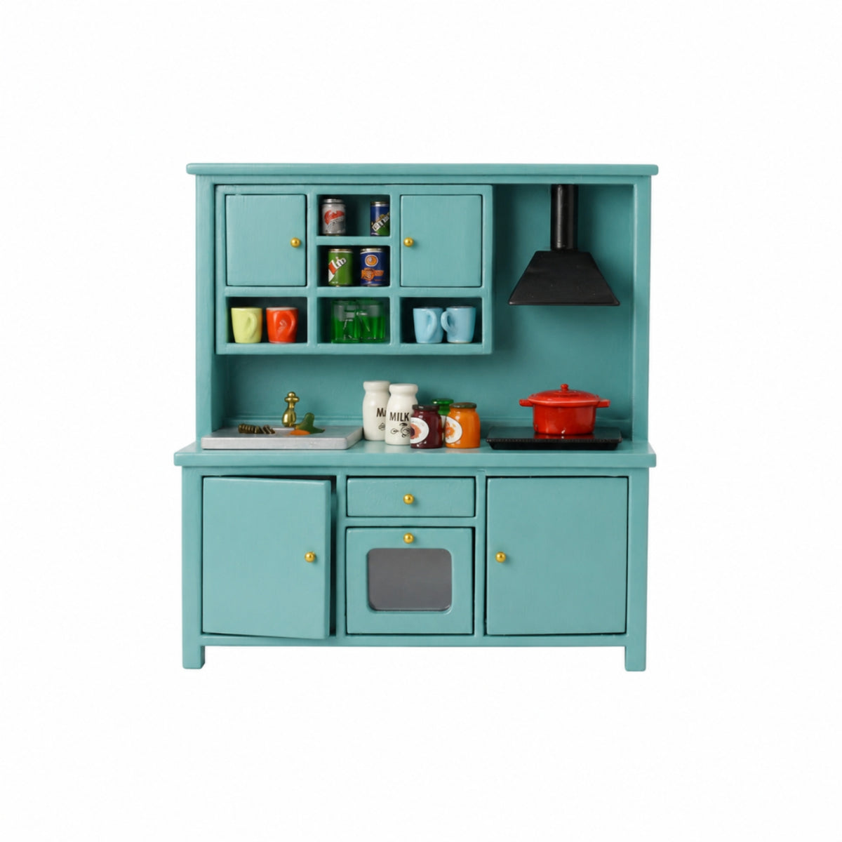 Dollhouse Kitchen Cabinet Compact Wooden Dollhouse Cabinet with a Sink Stylish Miniature Cooking Hob for OB11 Doll Fans, Diorama Displays
