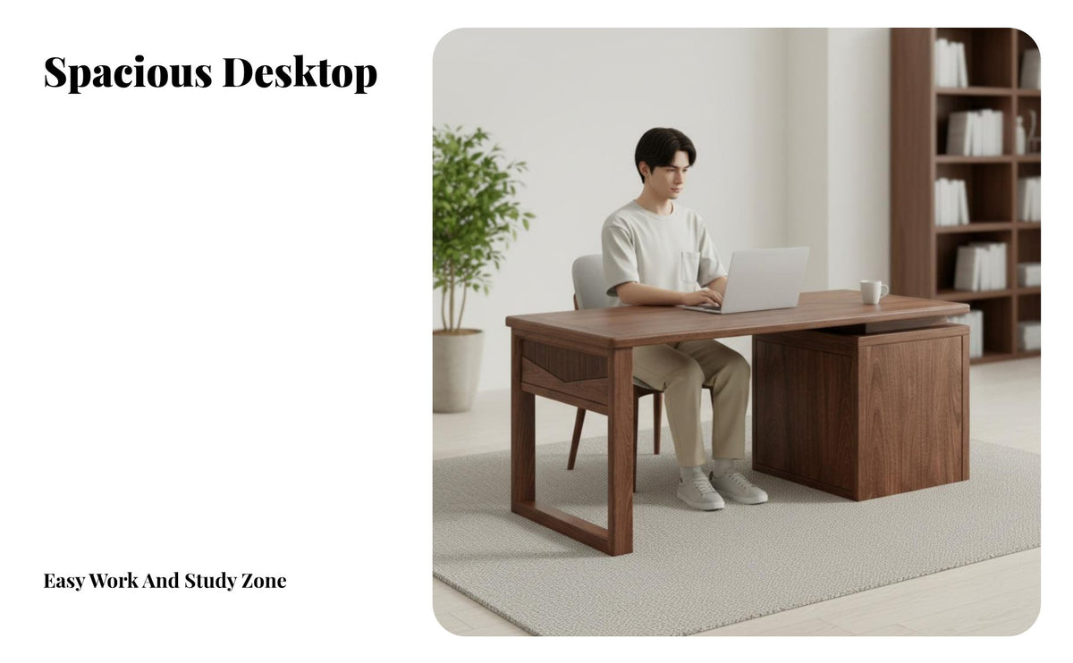 Integrated Storage Desk with Attached Cabinet Modern Design Computer Desk with Drawers Minimalist and design Study Table Spacious Work Surface for Home Office Users, telecommuter Workers, Professionals, Workplace, Bedroom, Dorm Room