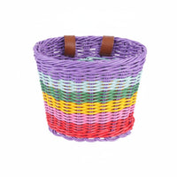 Storage Kids Bike Basket Set Colorful Wicker Bike Basket Long-Lasting Large Capacity