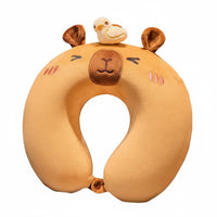 Capybara Neck Pillow Portable and Lightweight U-Shaped Travel Pillow Ergonomic Design Memory Foam Headrest for Students
