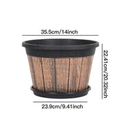Long-Lasting Faux Wood Barrel Planter Lightweight Round Garden Pot Gardening Supply for Gardeners, Outdoor