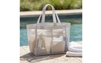 Mesh Tote Bag Large Mesh Bag with Pocket Translucent Breathable for Shopping, Swimming