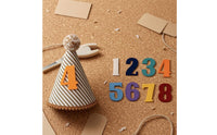 Brown and White Birthday Party Hat Felt Number Striped Birthday Hat Soft Textile Diagonal Stripes