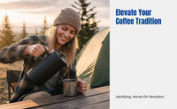 French Press Coffee Maker, Outdoor Camping, Double Wall 304 Stainless Steel, Black, Manual Brew Pot
