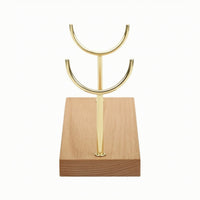 Bracelet Display Stand Metal Bracelet Stand with Wooden Base Bangle Holder Gold-Tone Jewelry Organizer Double-Fork
