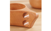 Beech Wood Cup Handheld Wooden Mug Cup with Handle Lightweight Elegant for Travel