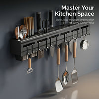 Cabinet and Chopstick Holder for Wall Mounted or Countertop Use, Space Aluminum Kitchen Utensil Organizer for Home Cook