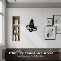 Cat Shaped Wall Clock Silent Movement Musical Cat Clock House Decoration Non-Ticking Timepiece Creative Design for Children