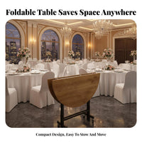 Foldable Round Dining Table Easy Storage Round Folding Table High Capacity Event Furniture for Caterers, Restaurant Owners, Banquets, Wedding, Parties