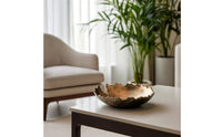 Metal Centerpiece Bowl Gold Hammered Bowl Aluminum for Tabletop, Coffee Table, Living Room