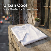 Oversized T-Shirt for Streetwear, Loose Neck Short Sleeve Casual Tee, Heavyweight Dropped Shoulder Design for Young Adults Everyday Comfort