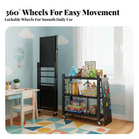 Wheeled Foldable Shelving Unit Assembly Foldable Storage Rack With Wheels Multi-Tier Rolling Shelf for Kitchen, Office, Washroom