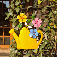Watering Can Wall Art Handmade Metal Watering Can Decor Iron Flower Wall Decor Outdoor Floral Hanging Plaque Easy to Hang