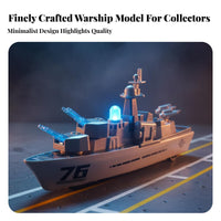 Toy Warship with Helicopter Light-up Toy Warship with Wheels Rolling Warship Model for Kids, Boys, Tabletop Play, Pretend Battles