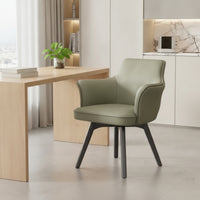 Eco Leather Upholstered Chair with Swivel Base Padded Swivel Chair with Armrests Comfy Armchair Ergonomic for Vanity
