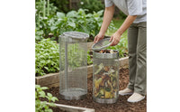 2 Pieces Inground Worm Composting Bin Mesh Worm Composter with Lid Steel in-Ground Composter Well-Aerated for Gardeners, Raised Beds, Backyard