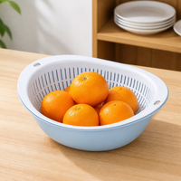 Small Colander and Bowl Set, Double Layer Rice Strainer, PP Kitchen Strainer for Washing Vegetables & Fruit, 34x29x11cm