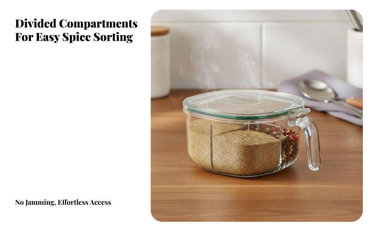 Multi-Grid Condiment Container Humidity-Resistant 4 Compartment Seasoning Box Airtight Compartment Seasoning Container for Chefs, Adults, Pantry