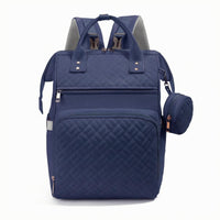 Diamond Pattern Mommy Diaper Bag Backpack Multiple Compartments Quilted Diaper Backpack Rectangular Shape Padded Shoulder Straps for Moms, Everyday Use