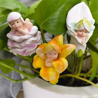 4 Pieces Resin Fairy Figurines with Stake Decorative Plant Stakes with Fairy Figures Whimsical Resin Plant Stakes for Enclosed Glass Gardens