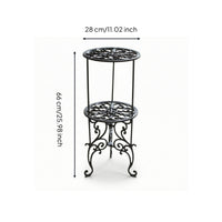 Wrought Iron Plant Stand Vintage Flower Pot Pedestal Compact for Patio, Balcony