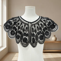 Capelet with Beaded Detailing Elegant Mesh Capelet with Sequins Embellished