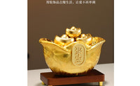 Ceramic Treasure Bowl Prosperity Ceramic Prosperity Bowl Fortunate Treasure Basin with Ingots for Entryway