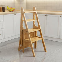 Folding Step Stool Chair Convertible-in-1 Design Convertible Ladder Chair Foldable Transforming Step Ladder Stool for Kitchen, Stockroom