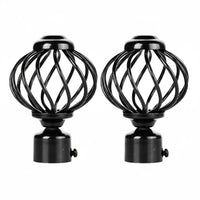 2 Pieces Easy Installation Wrought Iron Curtain Rod Head Adjustable Screw Lantern Design Drapery Finial Twist Design Rod End for Living Room, Bedroom