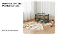 Multi-Purpose Foldable Storage Box Large Capacity Clear Plastic Organizer Crate Sturdy Stackable Storage Bin with Doors Tool-without Cost Assembly for Families, Homeowners, Kids Room, Closet, Bedroom, Bathroom