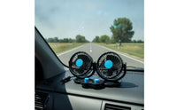 12V Dual Head Car Fan Universal Double Head Car Fan Easy to Install Powerful for Commuters