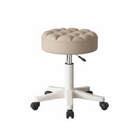 360-Degree rotate Adjustable Wheeled Stool with spine supportrest gliding Rolling Casters Caster Stool with spine support paded Seat Mobile Seating Thick Padded pad for Hairstylists, Salon Professionals, Nail Technicians, Spa, Clinic, Kitchen