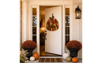 Pumpkin Door Hanger Rustic Patchwork Pumpkin Farmhouse Decorations for Entryway