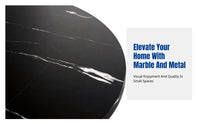 Modern Minimalist Coffee Table, Creative Luxury Round Side Table, Adjustable, Marble Texture, Metal Legs, for Living Room