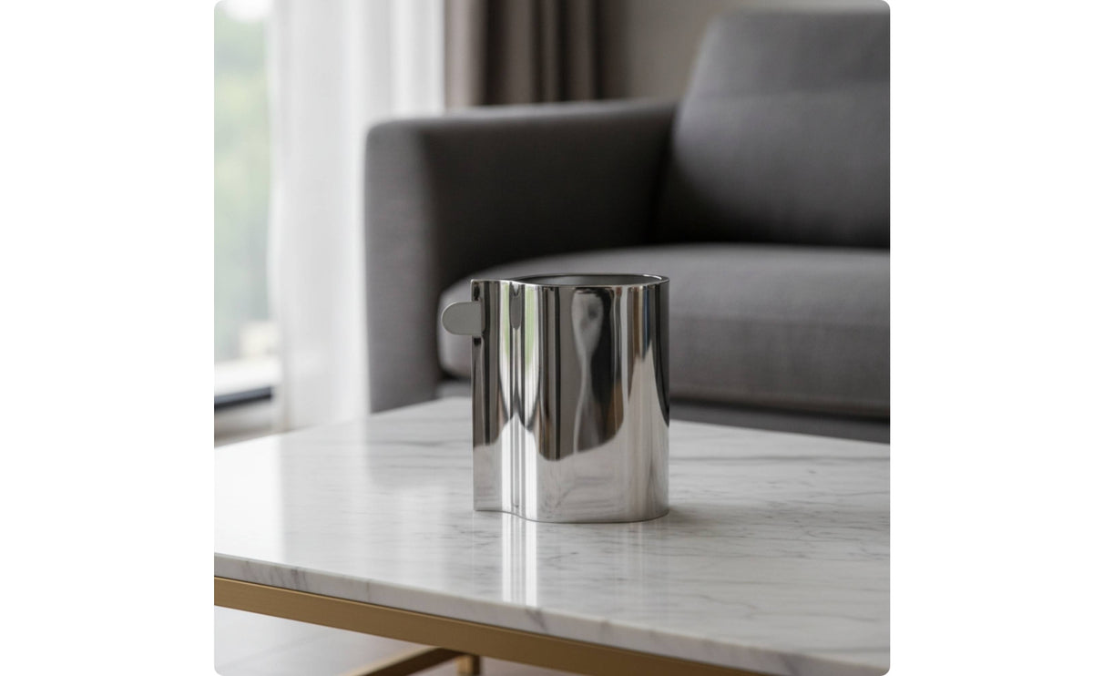 Vase with Handle Minimalist Metal Vase Decorative Flower Holder for Coffee Table