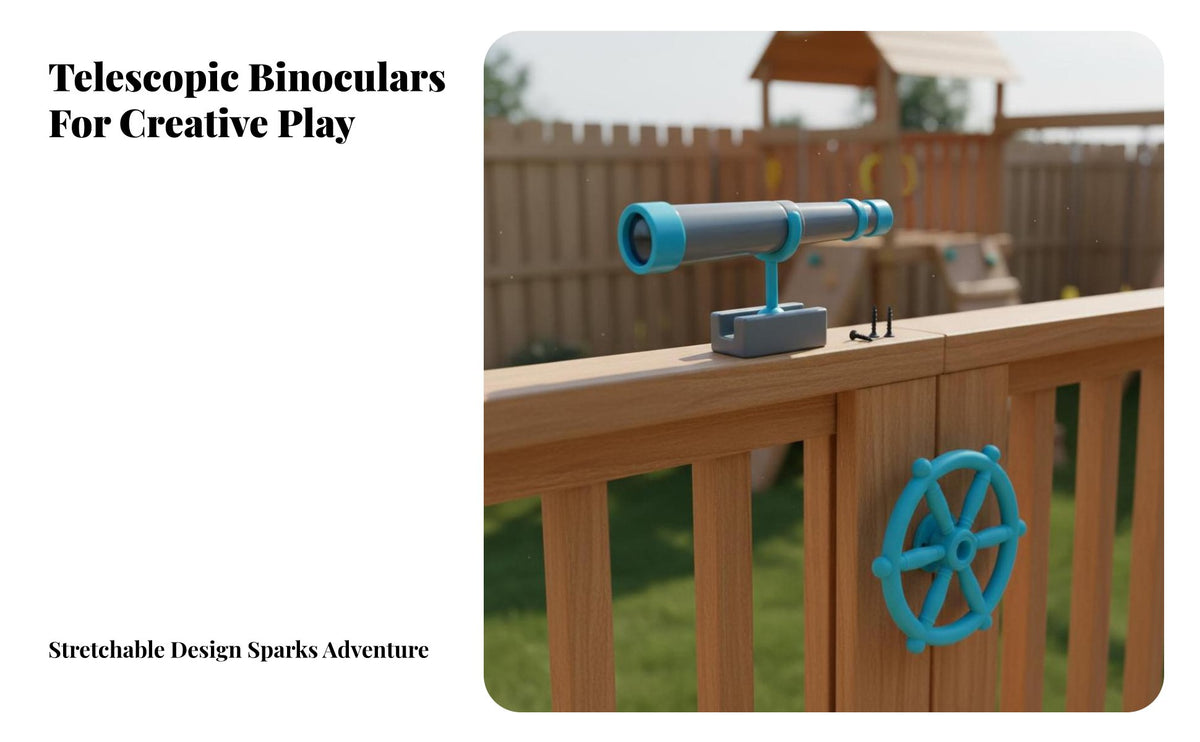 Play Telescope Colorful Playhouse Toy Rounded Corners Toy Pirate Ship Wheel for Treehouse, Climbing Frame