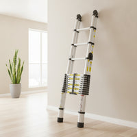 Telescopic Ladder Aluminum Extension Ladder Foldable for Homeowners, Contractors, Home Maintenance, Renovation, Installation