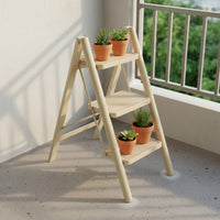 Wide Steps Portable V-Shaped Ladder Anti-Slip Treads 4 Step Folding Ladder Two-in-One Use Household Tool for Housewarming