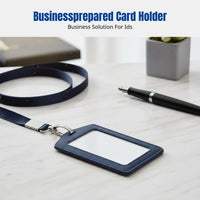 Leather Holder, Double-Sided Transparent ID Holder with Lanyard, Business Design, Customizable
