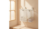 Mesh Hamper with Suction Cups Breathable Foldable Laundry Basket for Washroom, Small Apartments