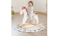 Anti-Tip Wooden Rocking Horse Natural Rocking Horse Safe Mountable Toy Balanced for Playroom