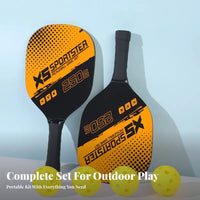 Indoor Outdoor Use Pickleball Set 2 Paddles 4 Balls Long-Lasting Wooden Pickleball Paddle Set Lightweight for Families, Beginners, Park