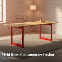 Spacious worksurface Panel Leg Desk Natural Wood Look Large Desk with Metal Legs Multi-Purpose Office Furniture Modern Design for Remote Workers, Professionals, Homeowners, Conference Room, Studio, Bedroom
