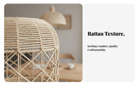 Woven Lampshade Handwoven Paper Rope Hanging Shade Woven Lamp Shade Lightweight Wicker Drum Lampshade Easy Installation