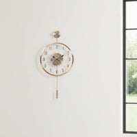 Operated Wall Clock Non Ticking Wall Clock with Pendulum Easy Reading for Homeowners, Hallway