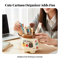 Multi-Compartment Makeup and Pen Holder small Design Desktop Organizer Space-Saving Storage holder adaptable for Students, Office Workers, Dressing Table, Vanity, Bedroom, Dorm Room