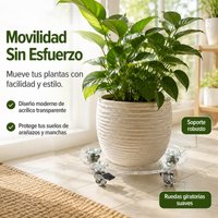 Clear Acrylic Plant Pot Base, Mobile Cart with 30cm Wheels, Support for Large Plant Pots, Excellent for Urban Gardeners