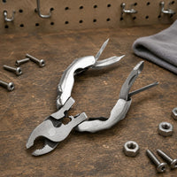 Folding Multitool Compact Multi Function Tool Silver Metal Finish